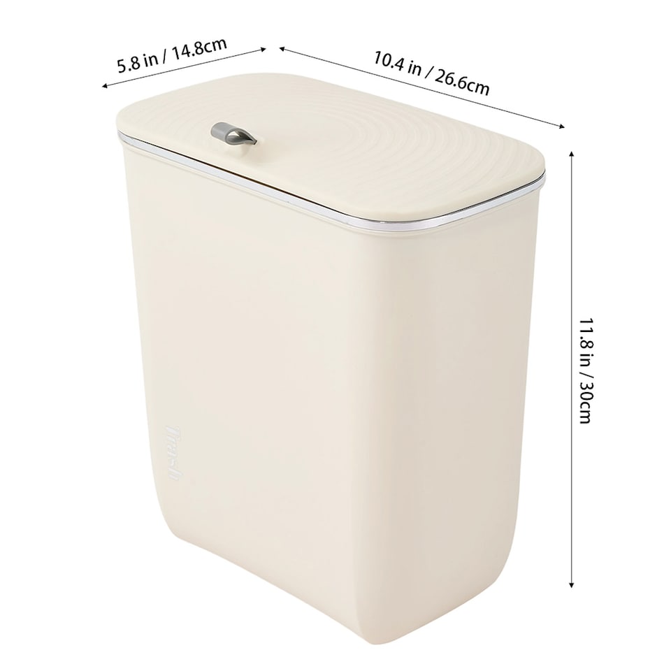 image 1 of Living and Home 9L Waste Bin with Lid | Cream