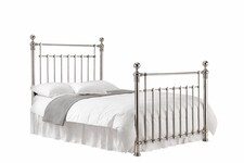 5ft King Size Antique Victorian style, chrome nickel finish traditional metal bed frame bedstead. | Silver | Chrome Nickel | King