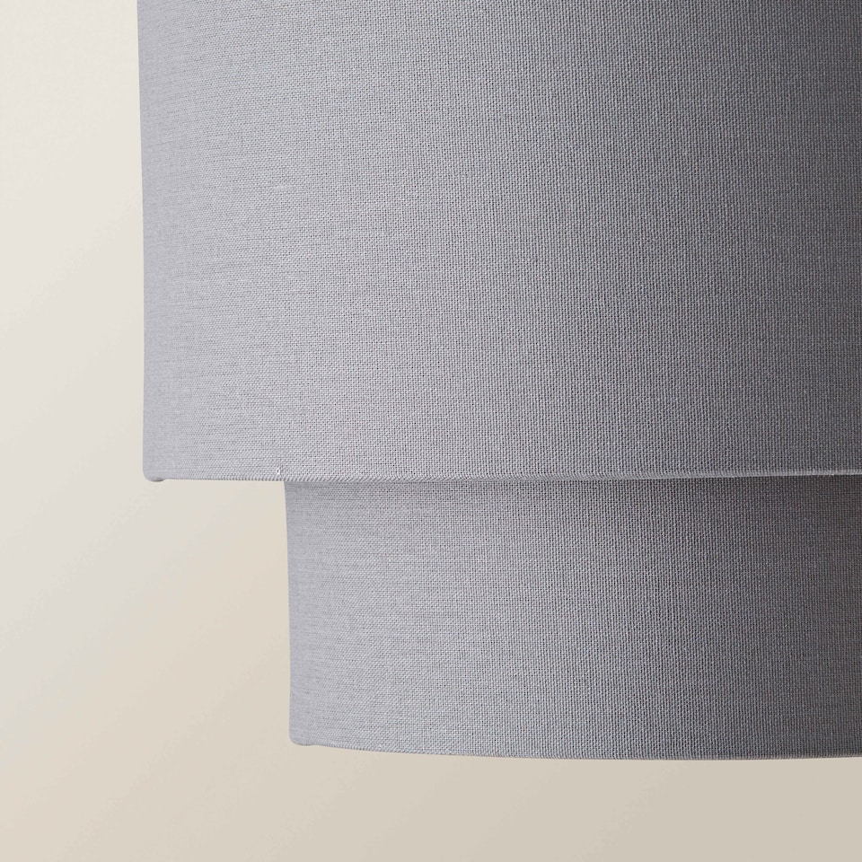 image 1 of ValueLights Jodie Two Tier Grey Linen Ceiling Drum Lamp Shade | Grey
