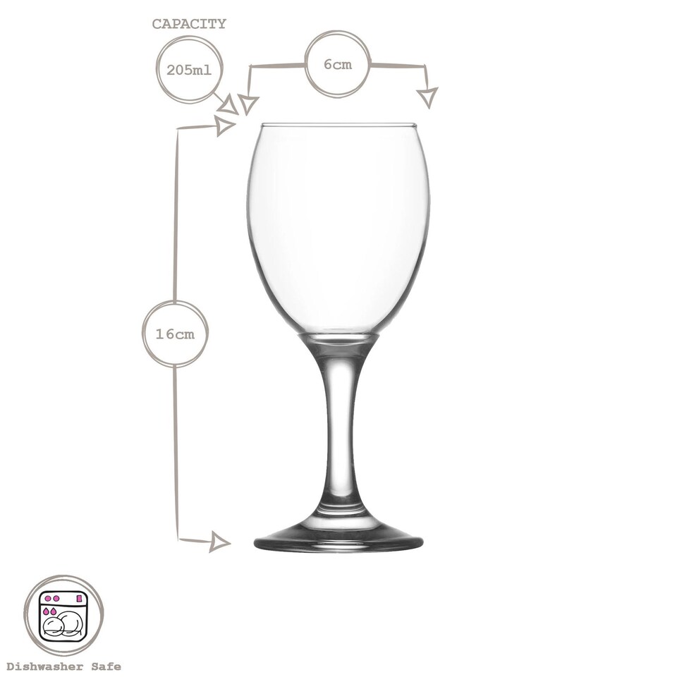 image 1 of LAV Empire White Wine Glasses - 205ml - Pack of 6