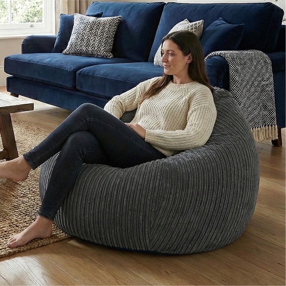 image 1 of rucomfy Jumbo Cord Slouchbag - Indoor Classic Bean Bag for Adults