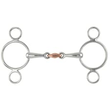 Shires Copper Lozenge Horse 2 Ring Gag Bit - Metallic Silver - 5.5in