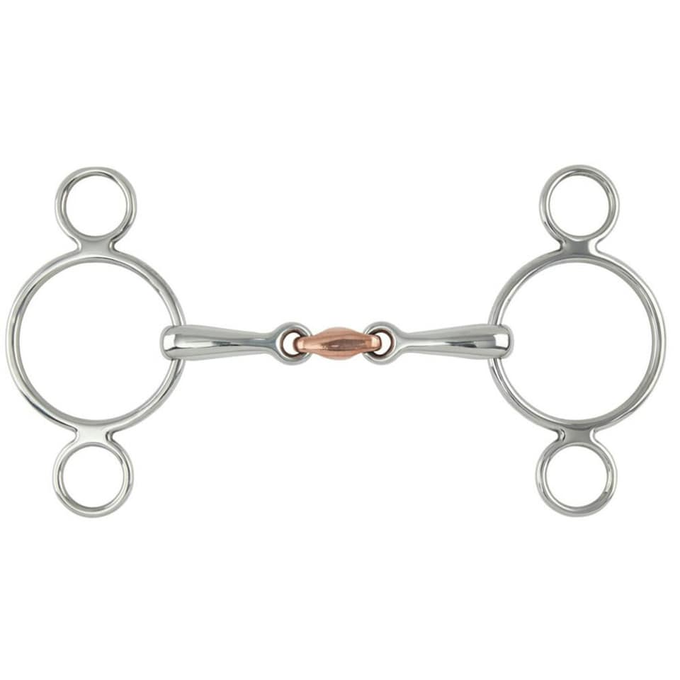 Shires Copper Lozenge Horse 2 Ring Gag Bit - Metallic Silver - 5.5in