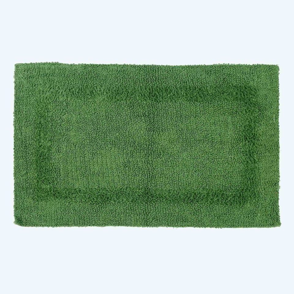 image 1 of Homescapes Luxury Reversible Cotton Bath Mat - Bottle Green Green