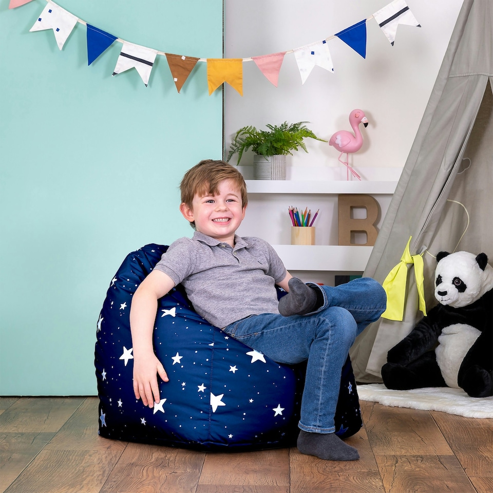 image 1 of icon Kids Starry Skies Bean Bag Chair Navy Blue Childrens Bean Bags Blue