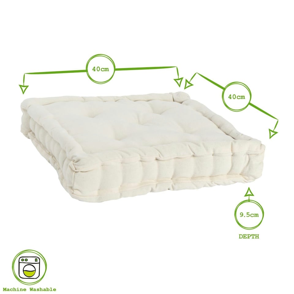 image 1 of Nicola Spring French Mattress Seat Cushions - 40cm - Cream - Pack of 4 Cream