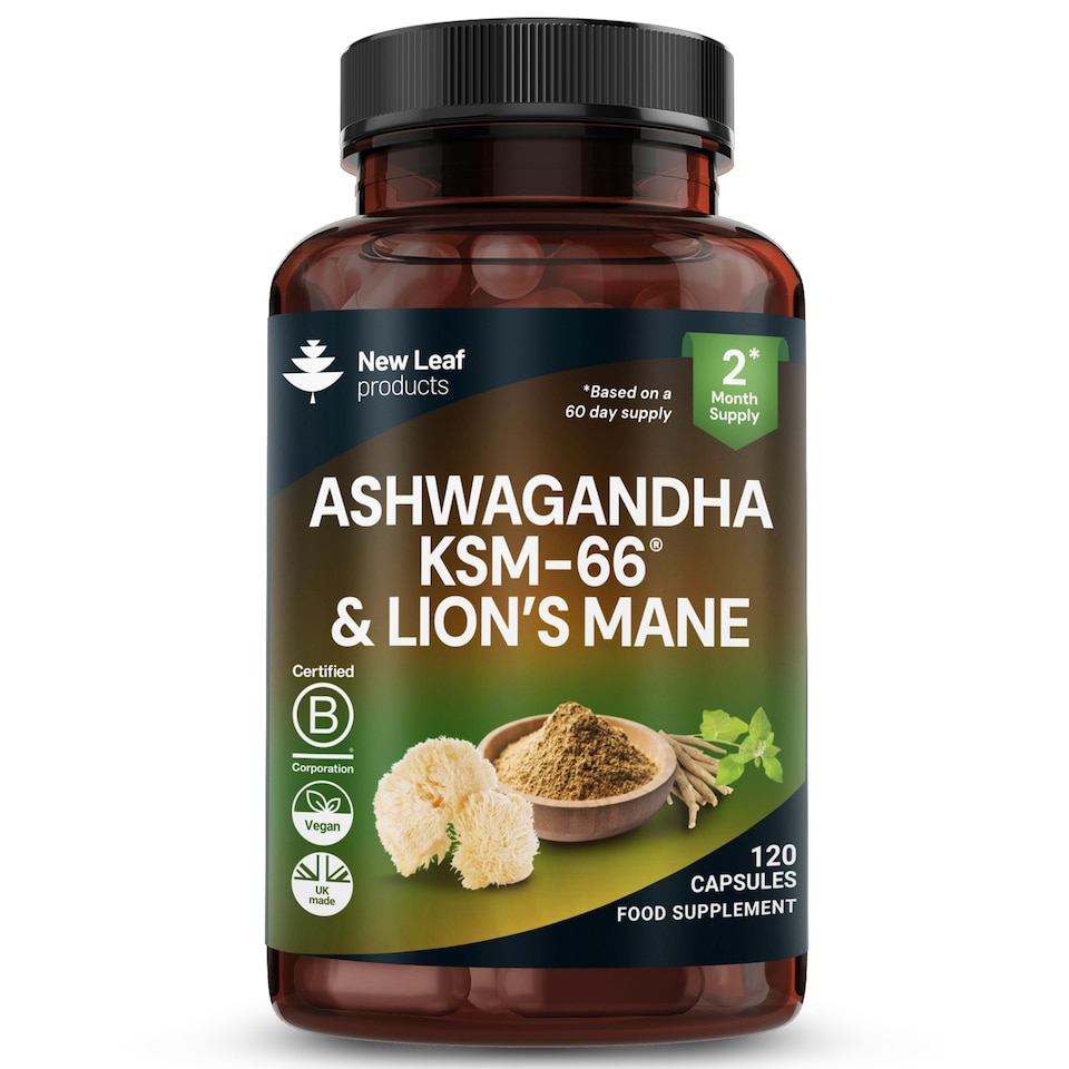 image 1 of Ashwagandha KSM-66 & Lions Mane 120 Capsules 2000mg