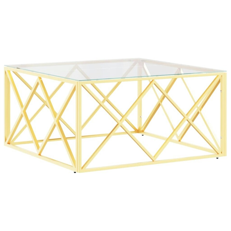 Coffee Table 80x80x40 cm Stainless Steel and Glass Tesco Groceries