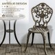 image 4 of Outsunny 3 Piece Cast Aluminium Garden Bistro Set for 2 with Parasol Hole, Outdoor Coffee Table Set, Two Armless Chairs and Round Coffee Table for Balcony, Patio, Bronze