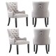 image 9 of Set of 4 Velvet Dining Chairs with Armrest, Ergonomic Scoop Knockerback & Button Tufted Wood Legs Blue