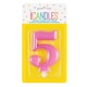 image 3 of Metallic Pink Number 5 Birthday Candle 9cm