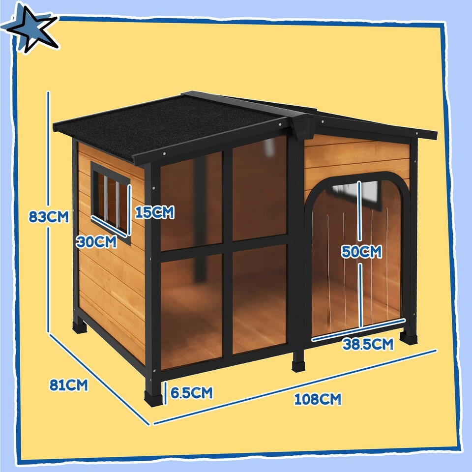 image 1 of PawHut Wooden Dog Kennel, Dog House w/ Removable Floor or Large Dogs 