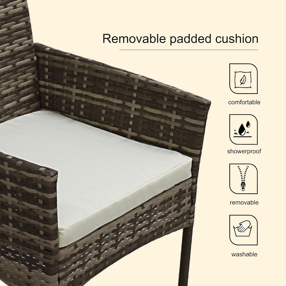 image 1 of Alivio 4 Piece Rattan Sofa Set Patio Furniture with Coffee Table Weather Resistant UV Protected Cushions for Indoor Outdoor Use | Grey | 1