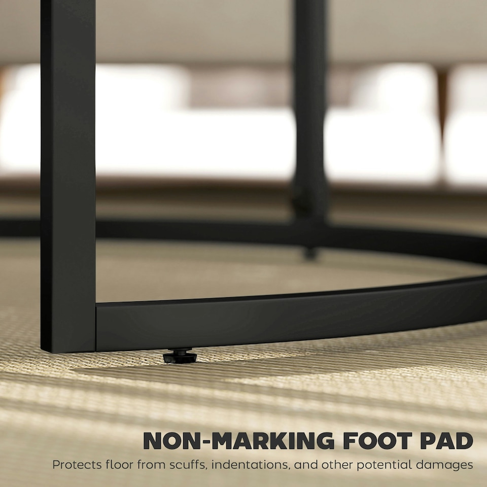 image 1 of HOMCOM 2 Pcs Stacking Coffee Table Set Steel Frame Marble-Effect Top Foot Pads 