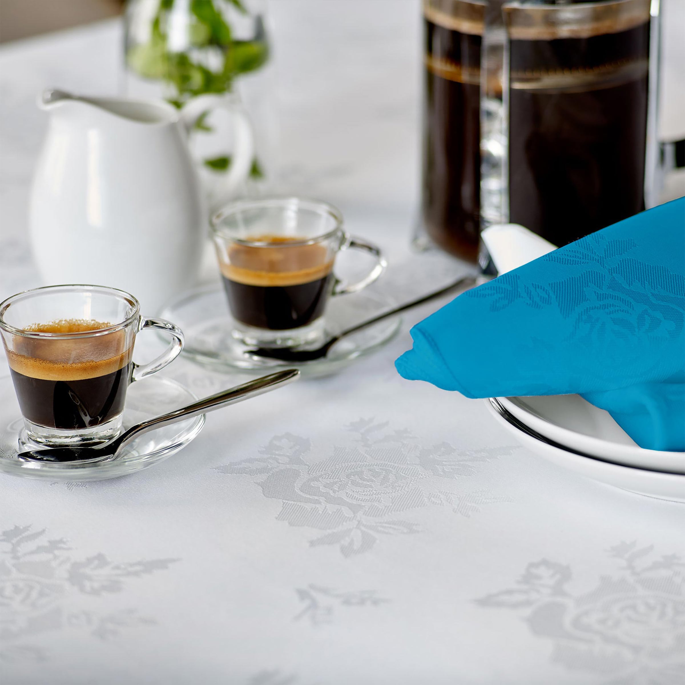 Vision Polyester Rose Design Coloured Napkin in Bright Blue | Size: 56 cm x 56 cm