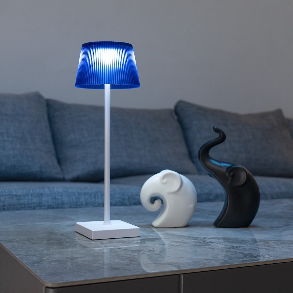 image 1 of Auraglow Rechargeable Cordless LED Table Lamp - CAPRI | White | Black/White