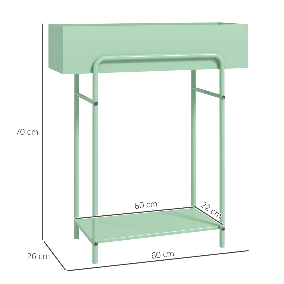 image 1 of Outsunny 2 Tier Plant Stand, Metal Plant Rack with Drain Holes, Green | Green | Green