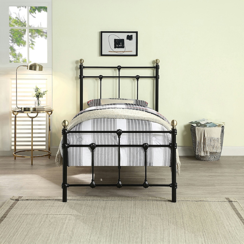 image 1 of Bayford Traditional Vintage Style Black Metal Bed Frame (Single)