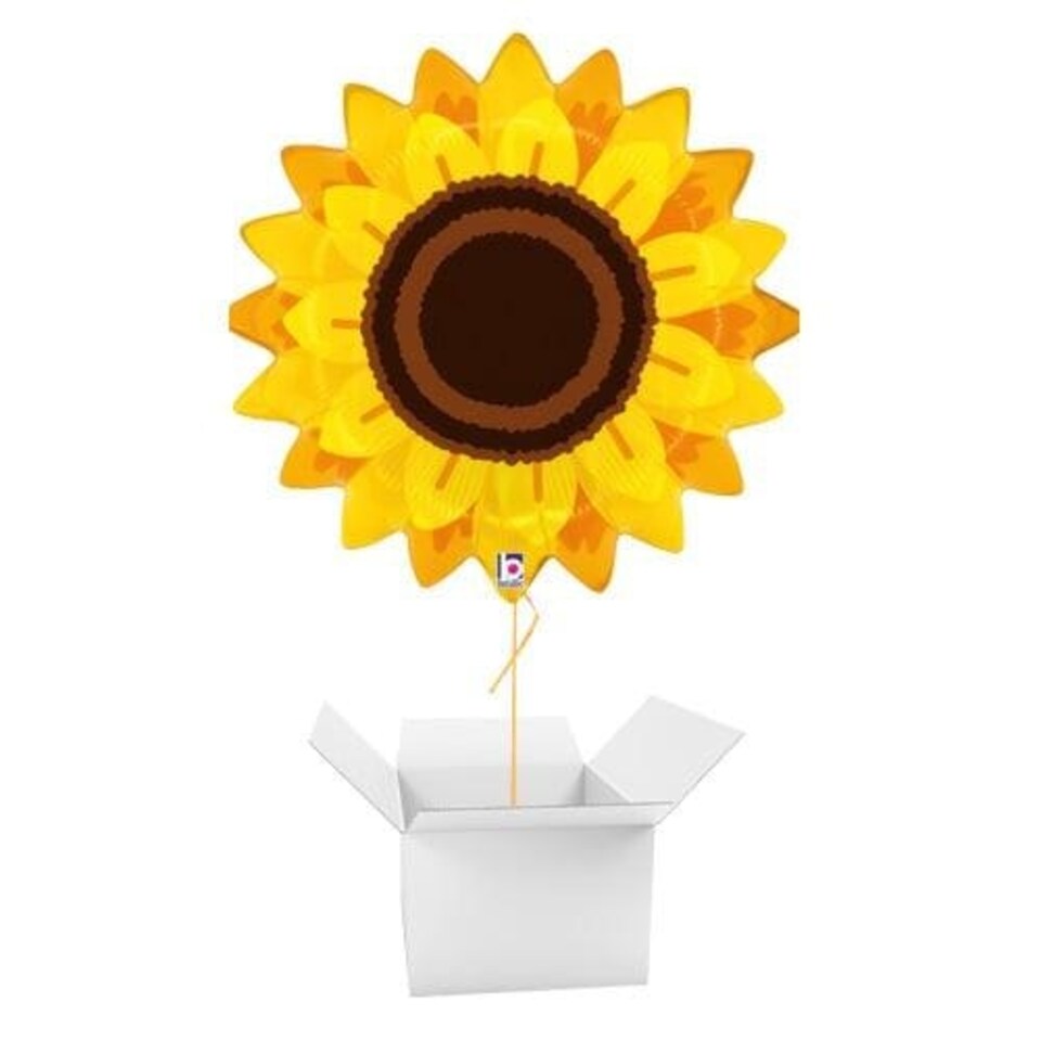Autumn Sunflower Foil Helium Giant Balloon - Inflated Balloon in a Box