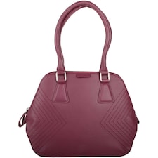 Premium Soft Leather Large Hand Bag with Stitch Detail Pattern Red | Cranberry