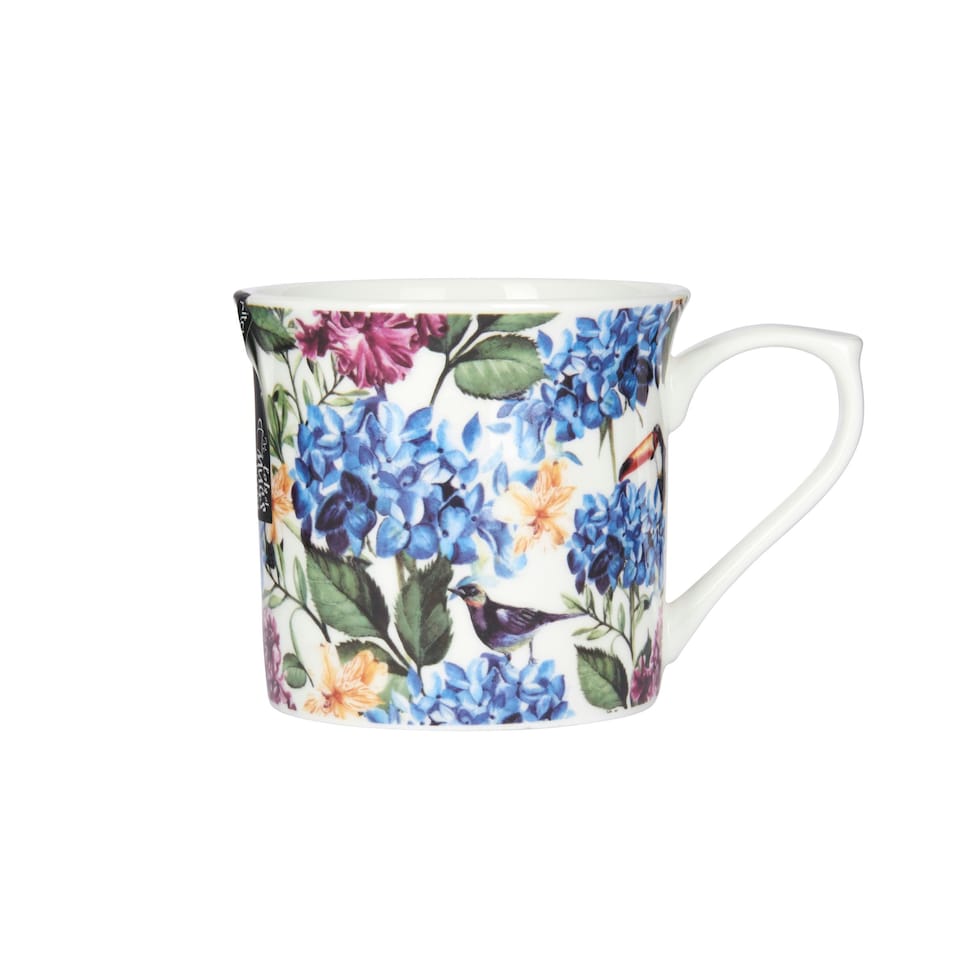 image 1 of KitchenCraft Flute Fine Bone China Country Floral Mug | Blue | 1