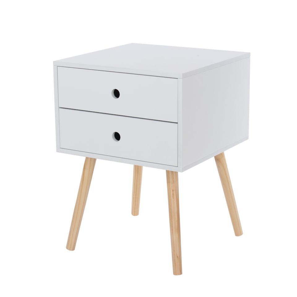 image 1 of Options Scandia 2 Drawer Nightstand - Stylish Two Tone Bedside Table for Small Spaces | White | White | One Size | 1