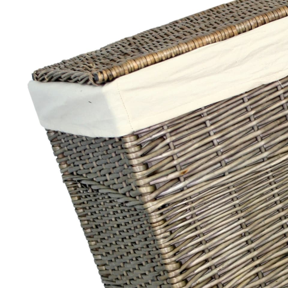 image 1 of Large Antique Wash Square Laundry Basket | White | White