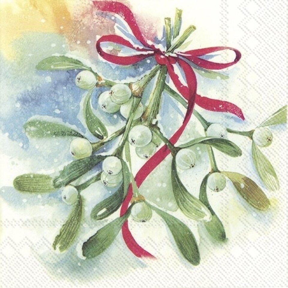 IHR  Winter Mistletoe Cocktail Napkin 25cm 3ply  20 Pack