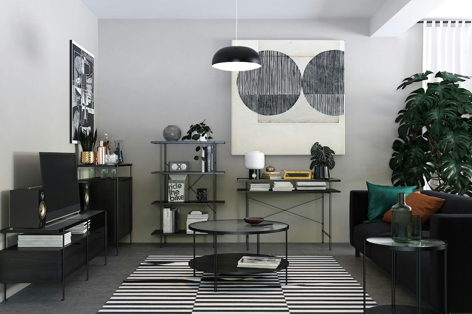 image 1 of Wainwright Bookcase with 4 Shelves Black Oak | Black | BLACK OAK