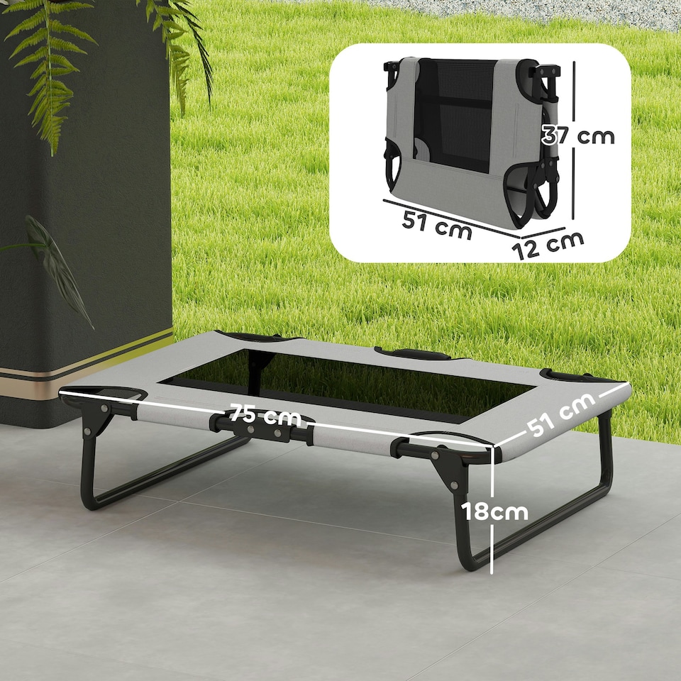 image 1 of PawHut Raised Dog Bed with Breathable Mesh for Large Dogs Grey | M