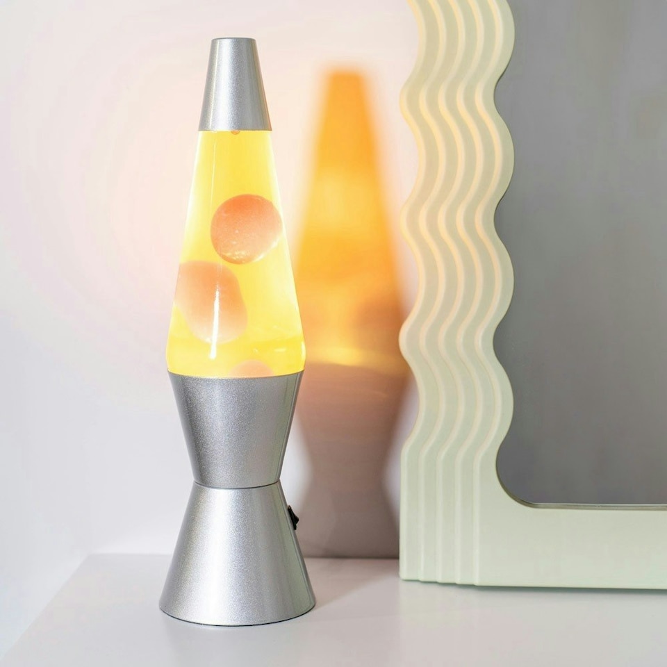image 1 of ValueLights Razzo Lava lamp Clear Silver Illuminated Decoration and Integrated LED 1W Red Bulb