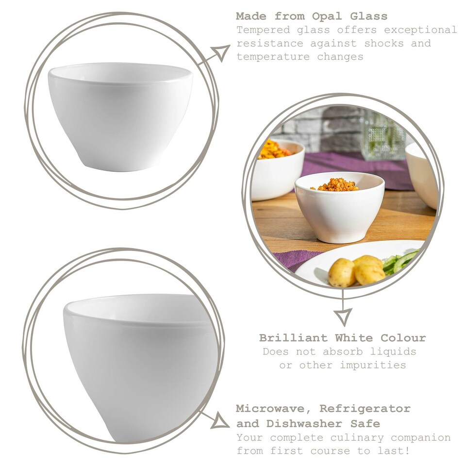image 1 of Bormioli Rocco Toledo Glass Cereal Bowls - 12cm - White - Pack of 4 White