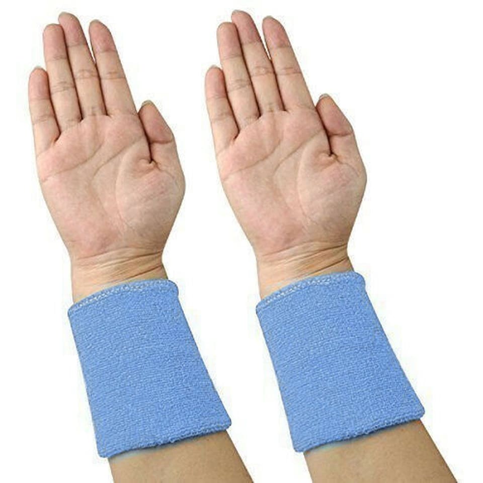 image 1 of Sports Sweatband Wristband & Headband 3 Piece Set Stretch Cotton Mix Absorbent Gym Running Fitness Exercise Head & Wrist Bands