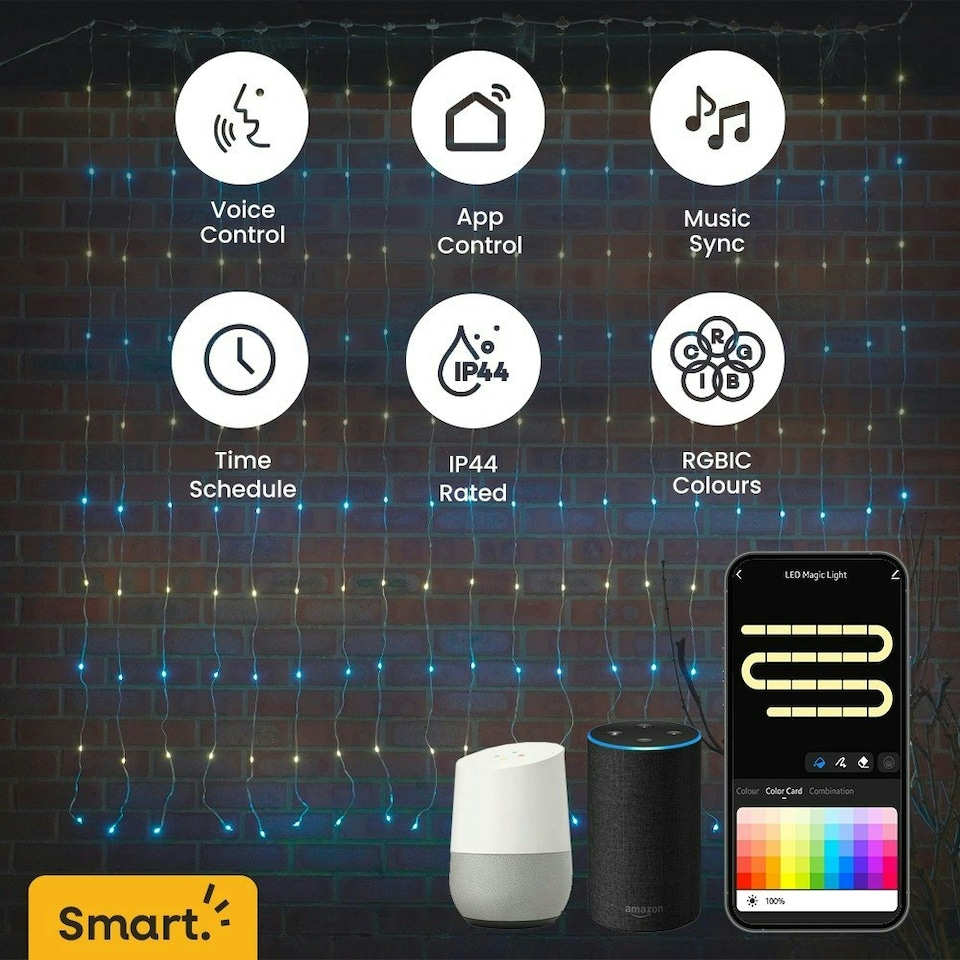 image 1 of ValueLights SMART 2m Dream Colour Neon Curtain Light