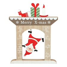 Something Different Falling Santa Wooden Christmas Ornament - Grey/Red/Green - 17cm x 13.5cm