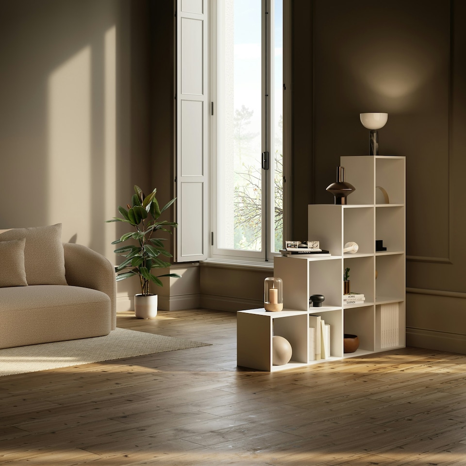 image 1 of Bookshelf Talisa - 10 shelving compartments in cube design White
