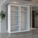 image 3 of Alfa Double Sliding Door Wardrobe with Mirror for Bedroom - White 180cm