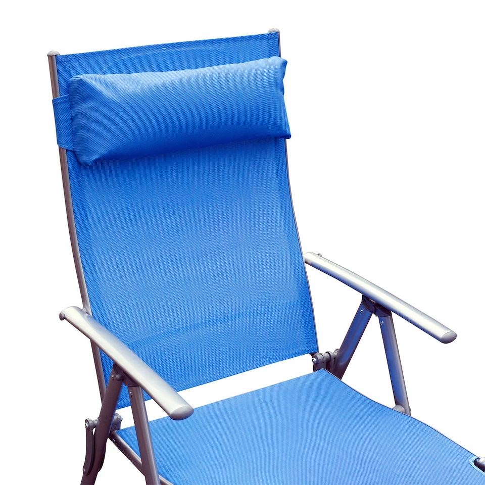 image 1 of Outsunny Sun Lounger Recliner Foldable 7 Levels Texteline Blue