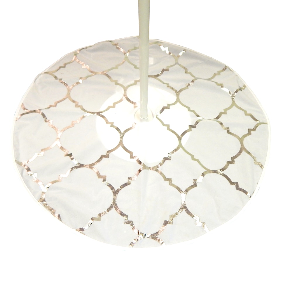 image 1 of Tree Skirt - White & Silver Foil
