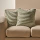 image 2 of OHS 4 x Faux Fur Matte Velvet Fleece Thick Ribbed Cushion Covers, 45x45cm - Sage Green | Green | Sage | 45x45cm | 4