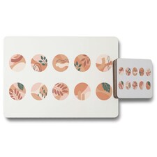 hand drawn organic shapes, plant and textures in autumn style (Placemat & Coaster Set)