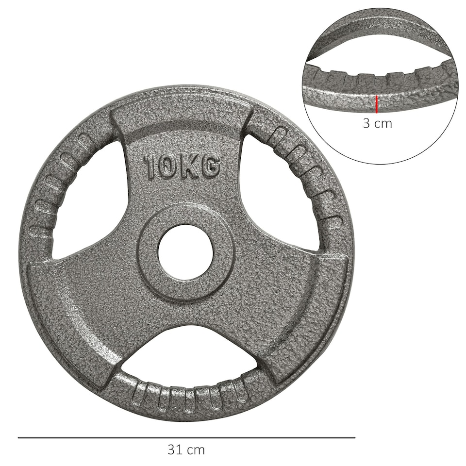 image 1 of HOMCOM 2" Olympic Weight Plates Sets for Strength Training w/ Weight 2 x 10kg