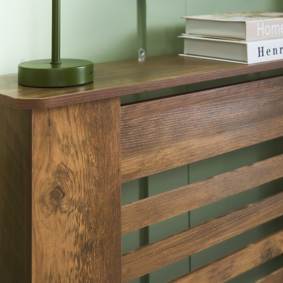 image 1 of OHS Wood Effect Radiator Cover Sideboard Shelf - Medium | Brown | Dark Wood
