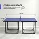 image 4 of HOMCOM Tennis Table Ping Pong Foldable with Net Game Steel 183cm Indoor, Blue