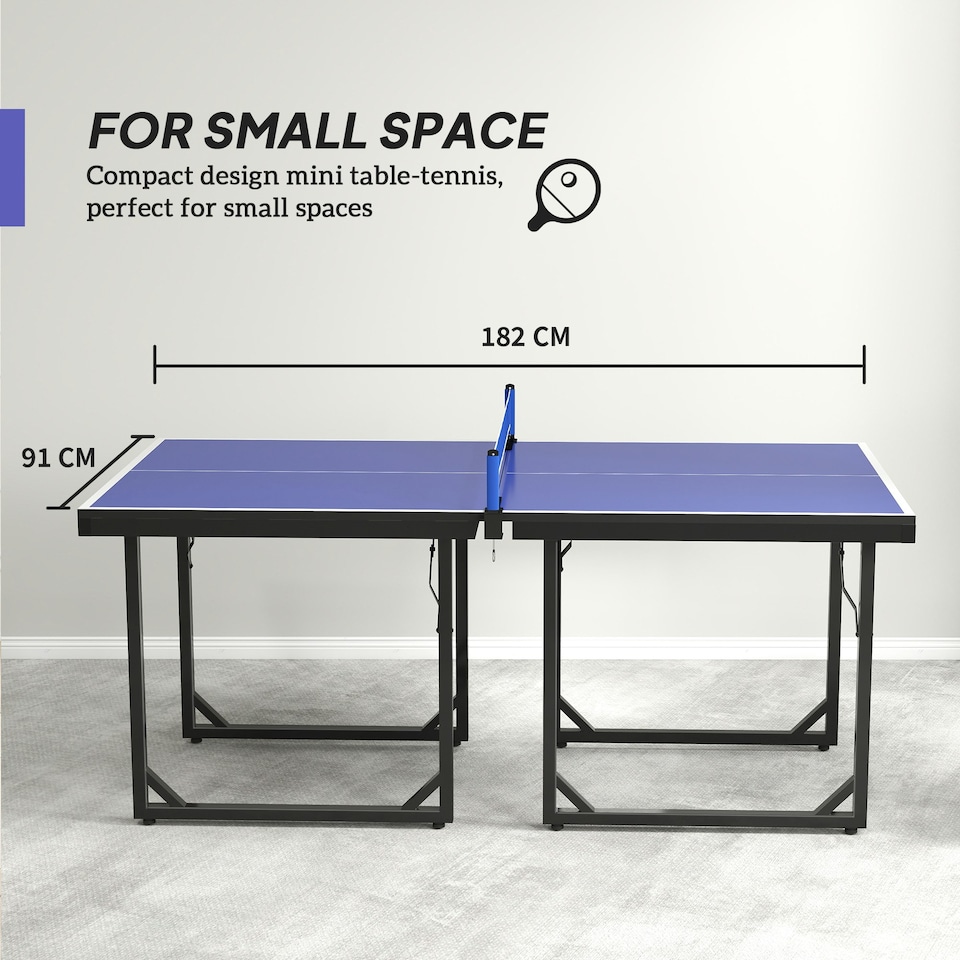 image 1 of HOMCOM Tennis Table Ping Pong Foldable with Net Game Steel 183cm Indoor, Blue