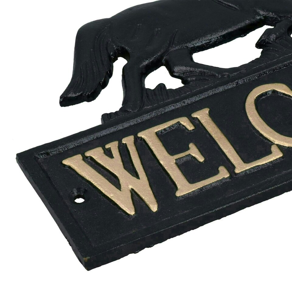 image 1 of Horse Welcome Cast Iron Sign Plaque Wall Fence Gate House Stable Farm Yard