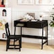 image 5 of COSTWAY Kids Desk and Chair Set with Drawer Black
