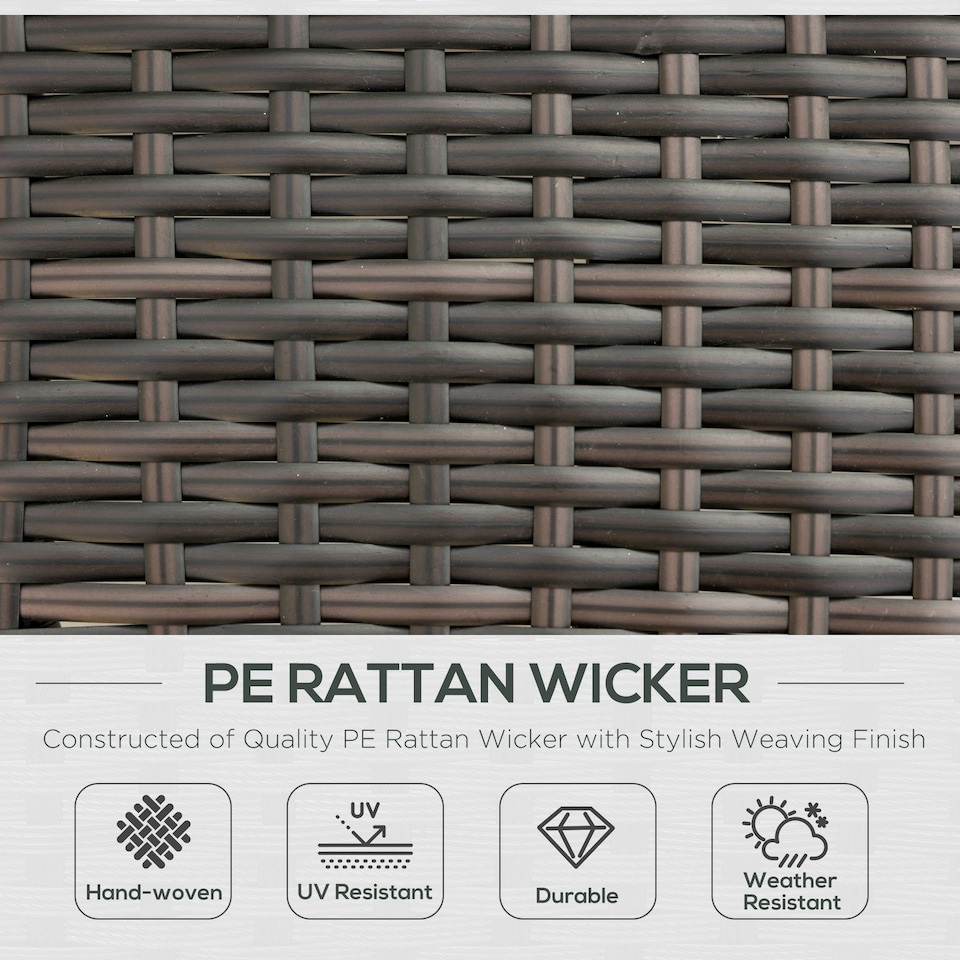 image 1 of Outsunny 2 Seater Double Rattan Sun Lounger Recliner Day Bed Wicker Weaver Sofa