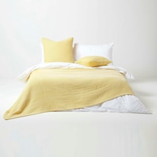 Homescapes Cotton Halden Chevron Yellow Throw - 225 x 255 cm | Multi