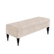image 1 of 150cm Safar Plain Ottoman Storage Bench -Upholstered Shoes Bench with Black Turned Wooden Legs - Cream Naple Ottoman Bench